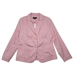 NWT‎ Talbots Aberdeen Pique Knit Blazer Jacket Women's 12 Pink Pockets Preppy